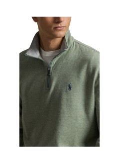 polo ralph lauren sudadera hombre long sleeve 1/2 zip knit - 710812963501 greenery heather c7952