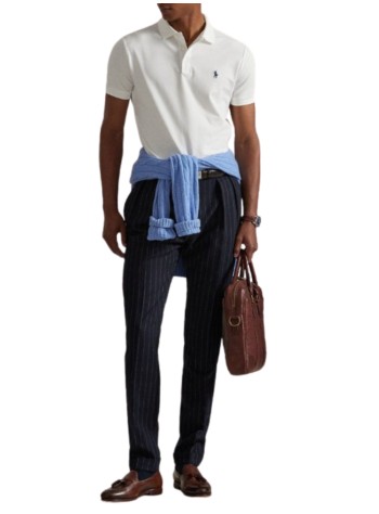 polo ralph lauren polo manshort sleeve custom slim fit polo - 710941439002 white c7996 2