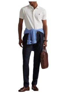 polo ralph lauren polo manshort sleeve custom slim fit polo - 710941439002 white c7996