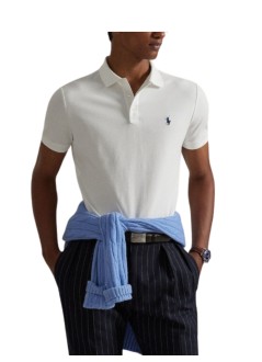 polo ralph lauren polo manshort sleeve custom slim fit polo - 710941439002 white c7996