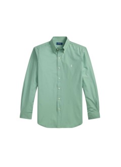 polo ralph lauren shirt manlong sleeve custom fit cotton shirt with elastane - 710929349504 faded mint