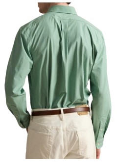 polo ralph lauren shirt manlong sleeve custom fit cotton shirt with elastane - 710929349504 faded mint