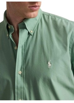 polo ralph lauren shirt manlong sleeve custom fit cotton shirt with elastane - 710929349504 faded mint