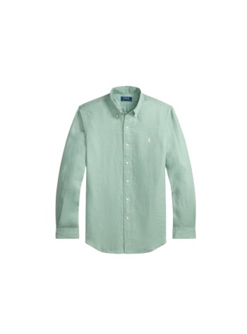 polo ralph lauren shirt manlong sleeve custom fit linnen shirt - 710966294522 faded mint