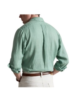 polo ralph lauren shirt manlong sleeve custom fit linnen shirt - 710966294522 faded mint