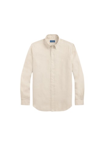 polo ralph lauren shirt manlong sleeve custom fit linnen shirt - 710966294518 stoneware grey