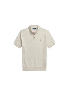 polo ralph lauren knitwear manshort sleeve standard fit knit polo - 710980682504 light walnut brown hthr