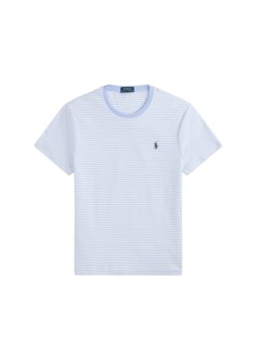 polo ralph lauren camiseta hombre short sleeve custom slim fit pima cotton t-shirt - 710944811501 pebble blue white