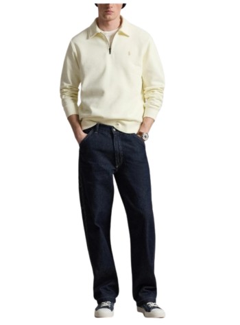 polo ralph lauren sweater manlong sleeve 1/4 zip sweatshirt - 710b18911002 clubhouse cream 2