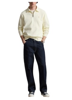polo ralph lauren sweater manlong sleeve 1/4 zip sweatshirt - 710b18911002 clubhouse cream