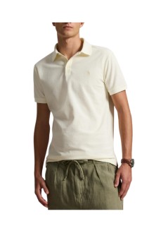 polo ralph lauren polo hombre short sleeve custom slim fit honeycomb texture polo - 710b13479006 pale cream