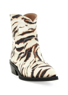 ganni boot womanlow shaft embroidered western boot zebra - d1010003 135