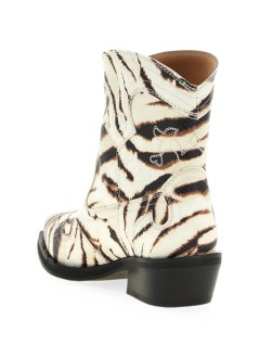 ganni boot womanlow shaft embroidered western boot zebra - d1010003 135