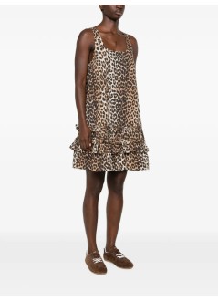 ganni dress womanprinted cotton poplin u neck mini dress - a1030760 859