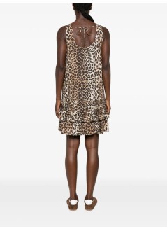 ganni dress womanprinted cotton poplin u neck mini dress - a1030760 859
