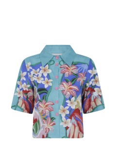 farm rio shirt womangarden of life scarf multicolor short sleeve shirt - 357214 25209