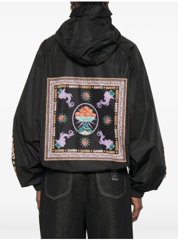 ganni outerwear mujer placement printed flyweight nylon jacket - a1010219 099 2