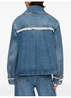 ganni outerwear mujer rigid denim lace jacket - a1010200 569