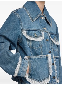 ganni outerwear mujer rigid denim lace jacket - a1010200 569