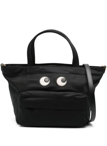 anya hindmarch handbag mujer e/w tote mini eyes in econyl® regenerated nylon - 5050925193511 black