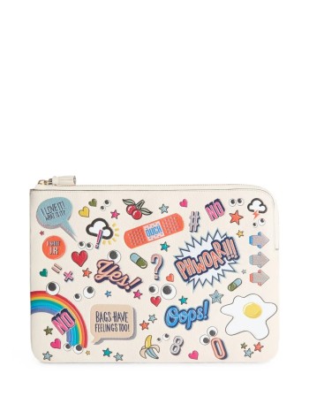 anya hindmarch tecnologia mujer laptop case all over stickers in shiny capra - 5050925198257 chalk