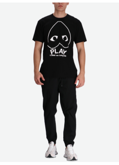 comme des garçons play camiseta hombre t-shirt logo print play logo - axt114051 black