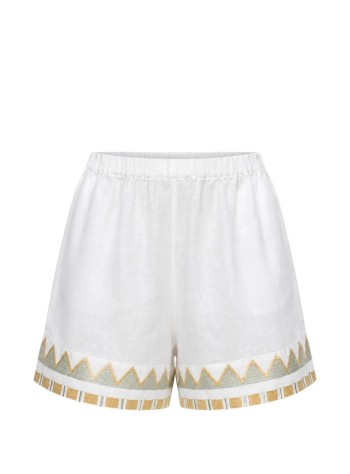 greek archaic kori short pant womanshorts papyrus elastic waistband - s26k2071099 1115