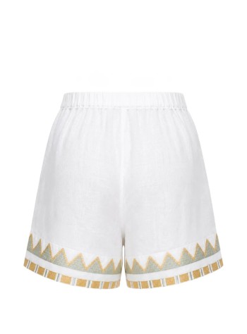 greek archaic kori short pant womanshorts papyrus elastic waistband - s26k2071099 1115 2