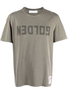golden goose camiseta hombre golden m's regular t-shirt distressed cotton jersey with lo - gmp01220p000671 35479