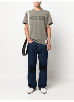 golden goose camiseta hombre golden m's regular t-shirt distressed cotton jersey with lo - gmp01220p000671 35479