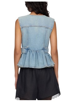 ganni chaleco mujer lightweight denim peplum vest - a1040321 565