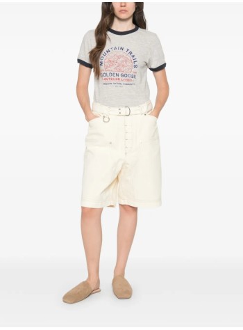 golden goose top mujer journey w's slim long t-shirt slub cotton jersey with knitt - gwp02768p002642 60717 2