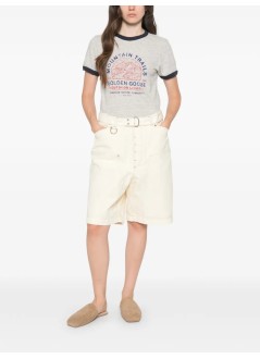golden goose top mujer journey w's slim long t-shirt slub cotton jersey with knitt - gwp02768p002642 60717