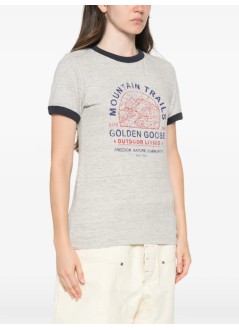 golden goose top mujer journey w's slim long t-shirt slub cotton jersey with knitt - gwp02768p002642 60717