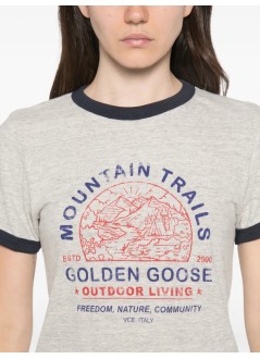 golden goose top mujer journey w's slim long t-shirt slub cotton jersey with knitt - gwp02768p002642 60717