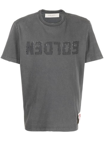 golden goose camiseta hombre golden m's regular t-shirt distressed cotton jersey with lo - gmp01220p000671 60318