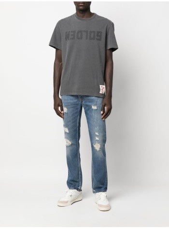 golden goose camiseta hombre golden m's regular t-shirt distressed cotton jersey with lo - gmp01220p000671 60318 2