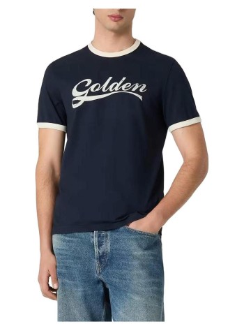 golden goose camiseta hombre journey m's garment dyed slim t-shirt knitted contrast rib  - gmp02761p002624 83134 2