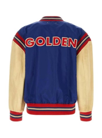 golden goose outerwear manjourney m's bomber randley college leather sleeve - gmp02792p002665 51141 2