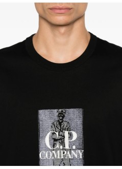 c.p.company camiseta hombre 30/2 mercerized jersey twisted short sleeve chest logo t-sh - 21cmts158a110580w 999