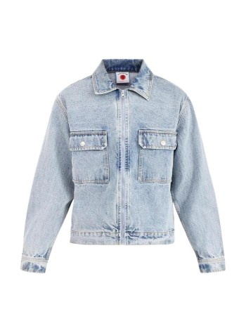 icecream outerwear hombre applique running dog zip denim jacket - icdj26263 light wash blue