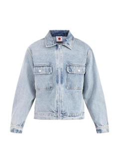 icecream outerwear hombre applique running dog zip denim jacket - icdj26263 light wash blue