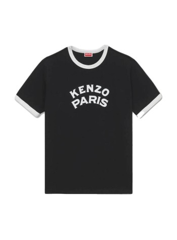 kenzo t-shirt mangots kenzo paris emblem slim t-shirt - fg65ts1644sk 99j