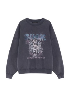 anine bing sudadera mujer miles sweatshirt leo muse - a0812904wbl1 black