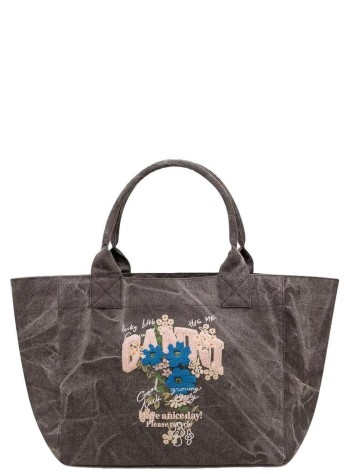 ganni handbag mujer medium trapeze easy shopper flower print - c2080038 252