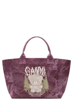 ganni handbag mujer medium trapeze shopper snow teddy bear - c2080040 431