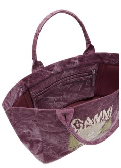 ganni handbag mujer medium trapeze shopper snow teddy bear - c2080040 431