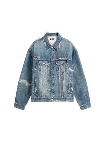 bape outerwear hombre fake print trucker jacket m - 001ljm301319m light indigo
