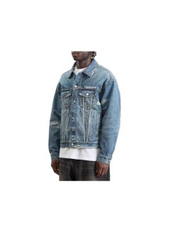 bape outerwear hombre fake print trucker jacket m - 001ljm301319m light indigo