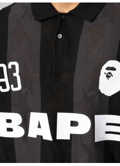 bape polo hombre sta stripe pattern jacquard multi logo relaxed fit ls tee m - 001ltm301311m black